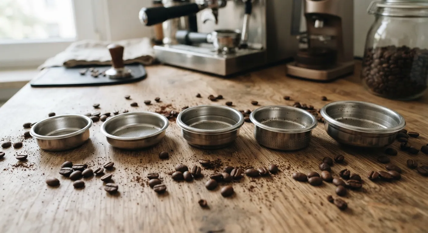 Standard, precision, and pressurized espresso basket types